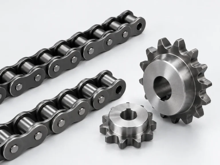 Roller chains and matching conveyor sprockets