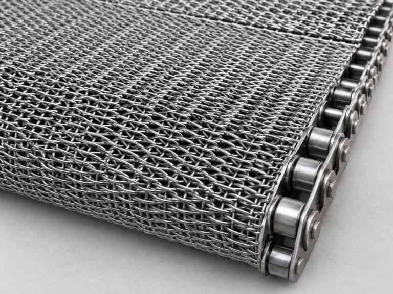 Chain driven wire mesh conveyor belt
